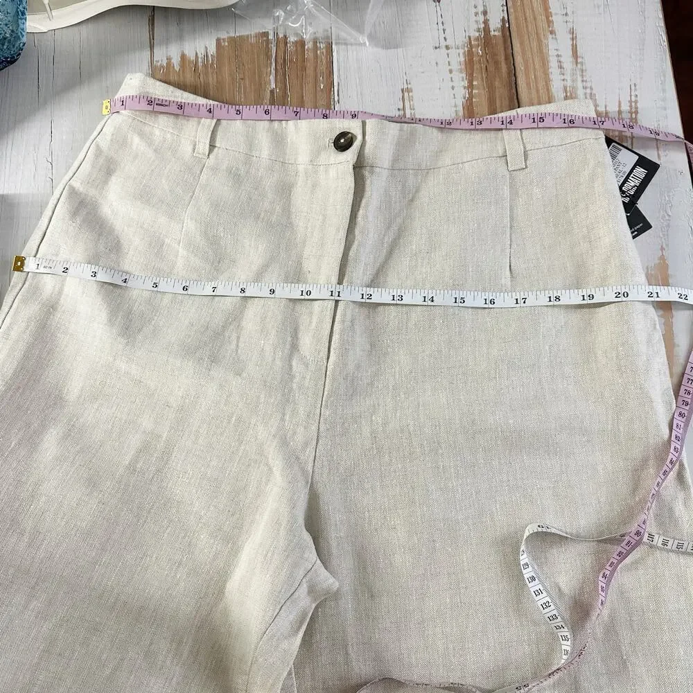 Reformation Tahiti Linen Pants Oatmeal Size 12 Cropped Neutral Minimalist